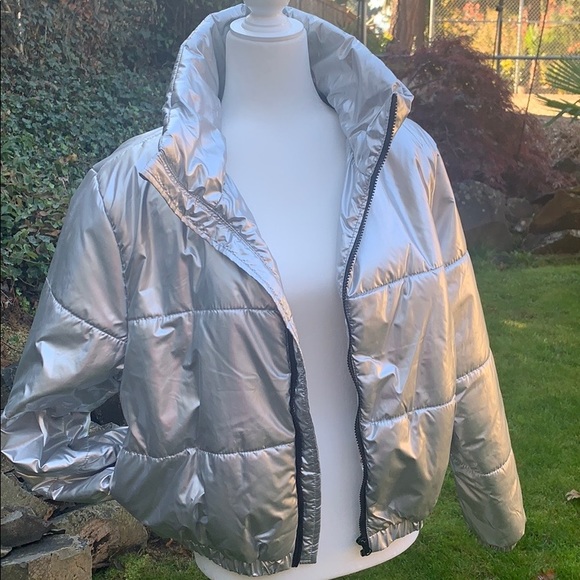 wild fable Jackets & Blazers - Wild Fable Silver puffer coat